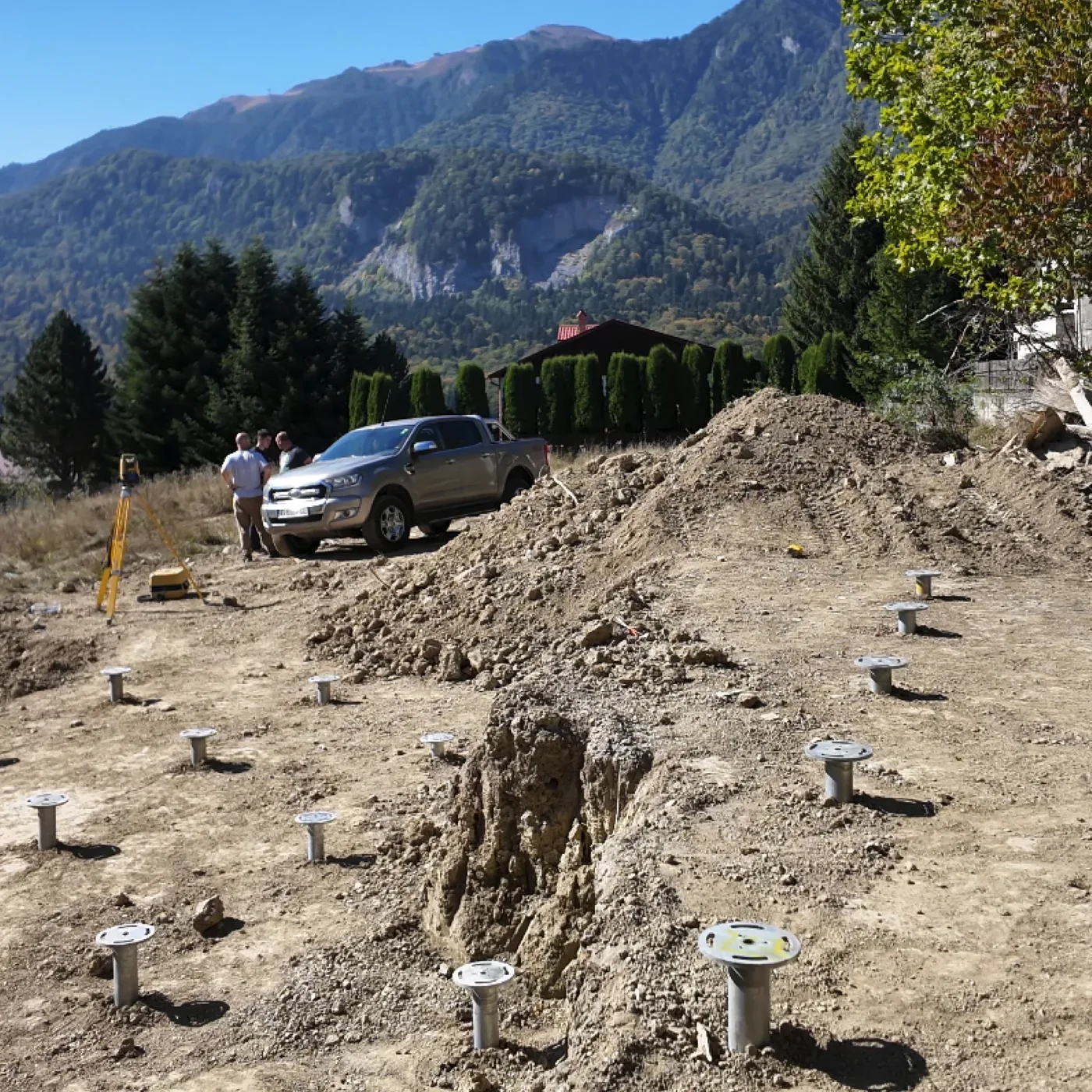 MARTETIC screw foundations on sloping ground in Bușteni