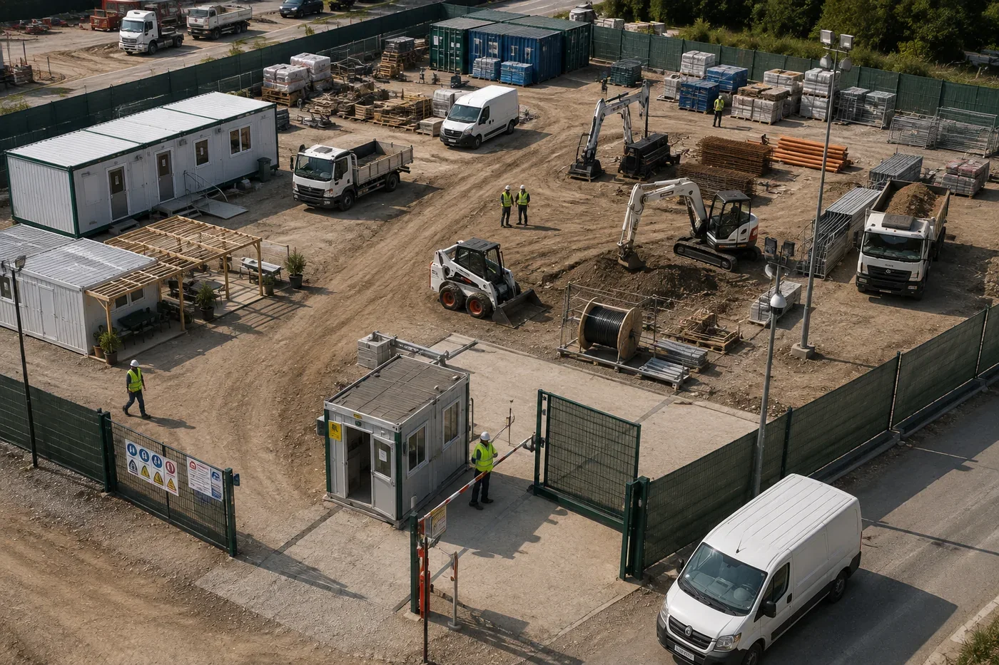 Photorealistic temporary construction site compound